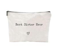 Travel Gifts for Sisters: Flat 10 x 7 x 0.6 Inches, Personalized Gift Organizer, Cosmetic Holder with Meaningful Quote | Hygiene for Women, Best Sister Ever, Consulte la descripción, See description
