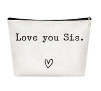 Travel Gifts for Sisters: Flat 10 x 7 x 0.6 Inches, Personalized Gift Organizer, Cosmetic Holder with Meaningful Quote | Hygiene for Women, Love You Sis, Consulte la descripción, See description