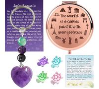 Travel Gifts Set for Women, Best Graduation Gift for Her, Daughter, Crystals Keychain Charms Unique International Travel Hiking Beach Vacation Essentials Accessories, Sister Christmas Gifts