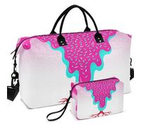 Travel Gym Duffel Bag Set All-over Printed Convertible Shape Easy Storage for Sports & Gym, Baseball Ice Cream Drip With Sprinkles Youth, One Size, Retro
