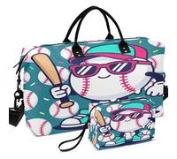 Travel Gym Duffel Bag Set All-over Printed Convertible Shape Easy Storage for Sports & Gym, Baseball Life Style 101 Apparel Youth Drip, One Size, Retro
