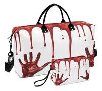 Travel Gym Duffel Bag Set All-over Printed Convertible Shape Easy Storage for Sports & Gym, Cute Bloody Hand Halloween Blood Dripping Horror, One Size, Retro
