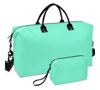 Travel Gym Duffel Bag Set All-over Printed Convertible Shape Easy Storage for Sports & Gym, Mint Green Solid color Pure Plain, One Size, Retro
