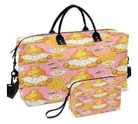 Travel Gym Duffel Bag Set All-over Printed Convertible Shape Easy Storage for Sports & Gym, Whimsical Bee Gnome Repeat Pattern with Daisies, One Size, Retro