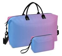 Travel Gym Duffel Bag Set All-over Printed Convertible Shape Large Capacity for Sports & Gym, Pastel Blue Gradient, One Size, Retro