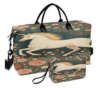 Travel Gym Duffel Bag Set All-over Printed Mesh Divider pouching Large Capacity for All Seasons, Fantasy Creature Medieval Art, One Size, Retro