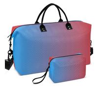 Travel Gym Duffel Bag Set All-over Printed Mesh Divider pouching Large Capacity for Toiletry Organizer, Blue Red Gradient, One Size, Retro