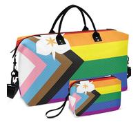 Travel Gym Duffel Bag Set All-over Printed Mesh Divider pouching Large Capacity for Toiletry Organizer, City Flag Salt Lake City Utah Progress Pride, One Size, Retro