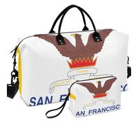 Travel Gym Duffel Bag Set All-over Printed Mesh Divider pouching Large Capacity for Toiletry Organizer, City Flag San Francisco California, One Size, Retro