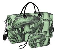 Travel Gym Duffel Bag Set All-over Printed Mesh Divider pouching Large Capacity for Travel, Cottagecore Frog Snail and Mushroom Aesthetic, One Size, Retro