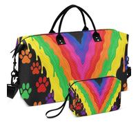 Travel Gym Duffel Bag Set All-over Printed Mesh Divider pouching Lightweight for All Seasons, Black LGBTQ Gay Pride Rainbow Queer Dog Lover, One Size, Retro