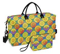 Travel Gym Duffel Bag Set All-over Printed Mesh Divider pouching Lightweight for All Seasons, Rainbow Sunflower LGBTQ Flag Pride Month, One Size, Retro