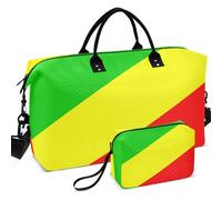 Travel Gym Duffel Bag Set All-over Printed Multi Pockets Easy Storage for Travel, National Flag of the Republic of the Congo, One Size, Retro