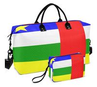 Travel Gym Duffel Bag Set All-over Printed Multi Pockets Easy Storage for Travel, National Flag of the Central African Republic, One Size, Retro