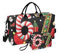 Travel Gym Duffel Bag Set All-over Printed Multi Pockets Lightweight for All Seasons, 67 Christmas 6 7 Meme Pajamas Holiday Gen Alpha, One Size, Retro