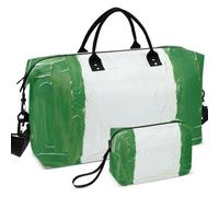Travel Gym Duffel Bag Set All-over Printed Multi Pockets Lightweight for Travel Nigeria Flag Nigerian National Green