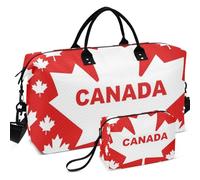 Travel Gym Duffel Bag Set All-over Printed Multi Pockets Portable for All Seasons, Canadian Maple Leaf Canada, One Size, Retro