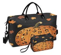Travel Gym Duffel Bag Set All-over Printed Trolley Sleeve Easy Storage for Sports & Gym It’s Fall Y’all Pumpkin Leopard