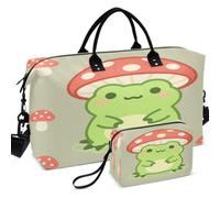 Travel Gym Duffel Bag Set All-over Printed Trolley Sleeve Large Capacity for Daily Storage Mushroom Frog Doodle