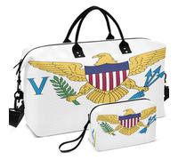 Travel Gym Duffel Bag Set All-over Printed Trolley Sleeve Large Capacity for Travel, US Virgin Islands Flag, One Size, Retro