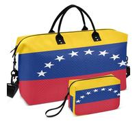 Travel Gym Duffel Bag Set All-over Printed Trolley Sleeve Large Capacity for Travel, Venezuela Flag, One Size, Retro