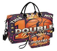 Travel Gym Duffel Bag Set All-over Printed With Small pouching Easy Storage for Toiletry Organizer, This Boy Double Digits Ten Basketball 10 Year, One Size, Retro
