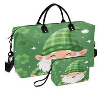 Travel Gym Duffel Bag Set All-over Printed With Small pouching Portable for All Seasons Irish Gnome Shamrock Clover Leaf