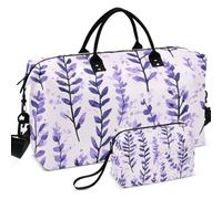 Travel Gym Duffel Bag Set Wave Ultrasonic Quilted Convertible Shape Easy Storage for All Seasons, watercolor purple flowers, One Size, Retro