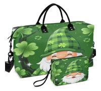 Travel Gym Duffel Bag Set Wave Ultrasonic Quilted Convertible Shape Easy Storage for Sports & Gym Irish Gnome Shamrock
