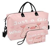 Travel Gym Duffel Bag Set Wave Ultrasonic Quilted Convertible Shape Large Capacity for Sports & Gym Just A Girl Who