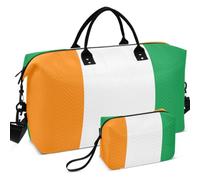 Travel Gym Duffel Bag Set Wave Ultrasonic Quilted Convertible Shape Lightweight for All Seasons Ivory coasts Flag
