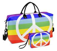 Travel Gym Duffel Bag Set Wave Ultrasonic Quilted Convertible Shape Lightweight for Sports & Gym Pace Flag (peace Sign)