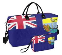 Travel Gym Duffel Bag Set Wave Ultrasonic Quilted Convertible Shape Lightweight for Travel, Flag of Saint Helena, Ascension and Tristan da, One Size, Retro