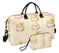 Travel Gym Duffel Bag Set Wave Ultrasonic Quilted | Convertible Shape Portable for Toiletry Organizer Cute Gnome Women Girls and Summer Mom Green Butterfly