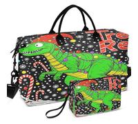 Travel Gym Duffel Bag Set Wave Ultrasonic Quilted | Mesh Divider pouching Lightweight for All Seasons Tree Rex Christmas Costume T-rex Dinosaur Xmas Light Family