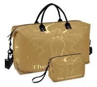 Travel Gym Duffel Bag Set Wave Ultrasonic Quilted Mesh Divider pouching Portable for Sports & Gym Gold Line Empress Tarot