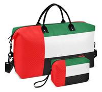 Travel Gym Duffel Bag Set Wave Ultrasonic Quilted Multi Pockets Easy Storage for Sports & Gym, National Flag of the United Arab Emirates, One Size, Retro