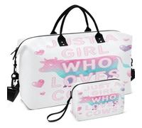 Travel Gym Duffel Bag Set Wave Ultrasonic Quilted Multi Pockets Easy Storage for Toiletry Organizer Just A Girl Who
