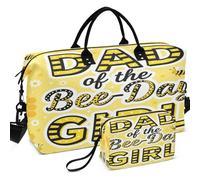 Travel Gym Duffel Bag Set Wave Ultrasonic Quilted Trolley Sleeve Easy Storage for Travel, Dad And Mom Of The Bee Day Girl Birthday Honey, One Size, Retro