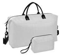 Travel Gym Duffel Bag Set Wave Ultrasonic Quilted Trolley Sleeve Portable for Daily Storage, Grey Neutral Solid color Pure Plain, One Size, Retro