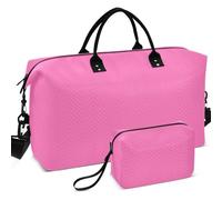 Travel Gym Duffel Bag Set Wave Ultrasonic Quilted Trolley Sleeve Portable for Daily Storage, Hot Pastel Solid color Pure Plain, One Size, Retro