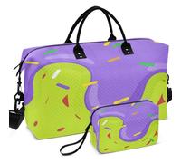 Travel Gym Duffel Bag Set Wave Ultrasonic Quilted With Small pouching Easy Storage for Daily Storage, Funny Softball Drip Ice Cream and Sprinkles, One Size, Retro
