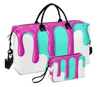 Travel Gym Duffel Bag Set Wave Ultrasonic Quilted With Small pouching Easy Storage for Toiletry Organizer, Baseball Ice Cream Drip With Sprinkles Baseball, One Size, Retro