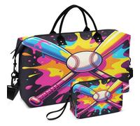 Travel Gym Duffel Bag Set Wave Ultrasonic Quilted With Small pouching Easy Storage for Toiletry Organizer Baseball Player