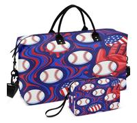 Travel Gym Duffel Bag Set Wave Ultrasonic Quilted With Small pouching Easy Storage for Toiletry Organizer, Baseball Life Style 101 Apparel Youth Drip, One Size, Retro