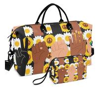 Travel Gym Duffel Bag Set Wave Ultrasonic Quilted With Small pouching Portable for All Seasons, Be Kind Rainbow Sign Language LGBT Pride, One Size, Retro