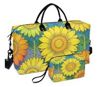 Travel Gym Duffel Bag Set Wave Ultrasonic Quilted With Small pouching Portable for All Seasons Rainbow Sunflower Lgbtq Flag