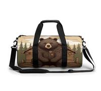 Travel Gym Duffle Bag, Rustic Lodge Bear Print Duffle Bags,womens Mens Gym Bag,gym Bags,gym Bag with Shoe Compartment, Rustic Lodge Bear, 17.7in/9in/9in