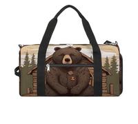 Travel Gym Duffle Bag, Rustic Lodge Bear Print Duffle Bags,womens Mens Gym Bag,gym Bags,gym Bag with Shoe Compartment, Rustic Lodge Bear, One Size