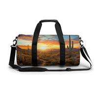 Travel Gym Duffle Bag, Saguaros at Sunset Print Duffle Bags,womens Mens Gym Bag,gym Bags,gym Bag with Shoe Compartment, Saguaros at Sunset, 17.7in/9in/9in